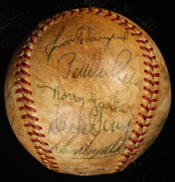 1959 Giants/Dodgers Multi-Signed Game-Used Baseball (18 Signatures) with Koufax, Reese, Alston