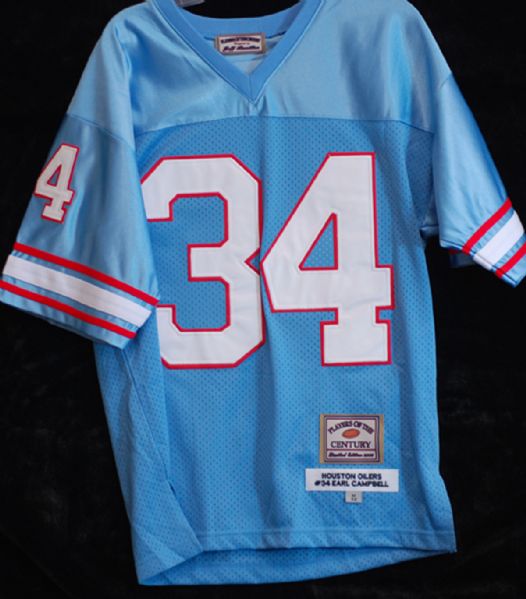 Earl Campbell Signed Oilers Jersey Inscribed Peace & Love