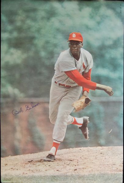 Bob Gibson Signed 1968 Sports Illustrated Poster