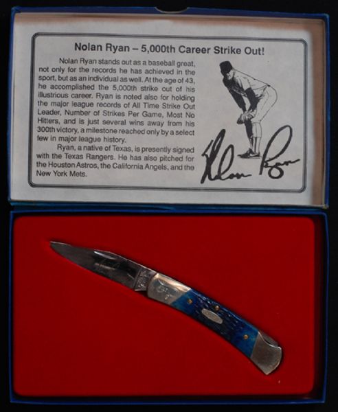 Nolan Ryan 5000 Strikeouts Case Pocket Knife in Box