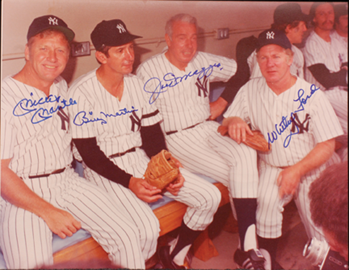 Lot Detail - Mickey Mantle, Billy Martin, Joe DiMaggio & Whitey Ford Signed  11x14 Photo