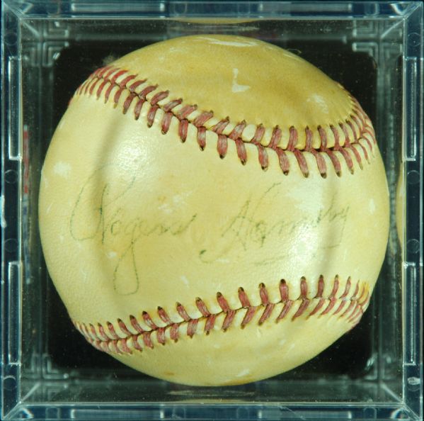 Rogers Hornsby Single-Signed Baseball (Graded PSA/DNA 5.5)