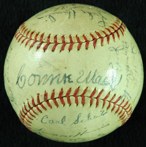 1944 Philadelphia A's Team-Signed Baseball (23 Signatures) with Connie Mack