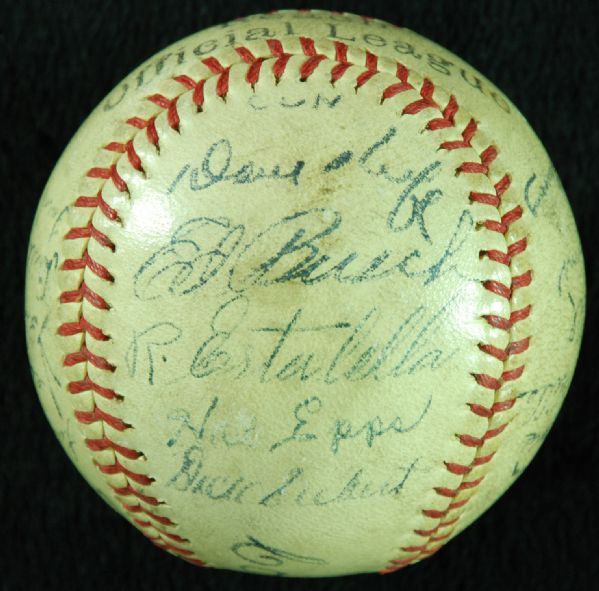 1944 Philadelphia A's Team-Signed Baseball (23 Signatures) with Connie Mack