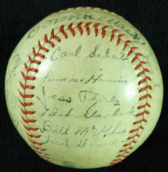 1944 Philadelphia A's Team-Signed Baseball (23 Signatures) with Connie Mack