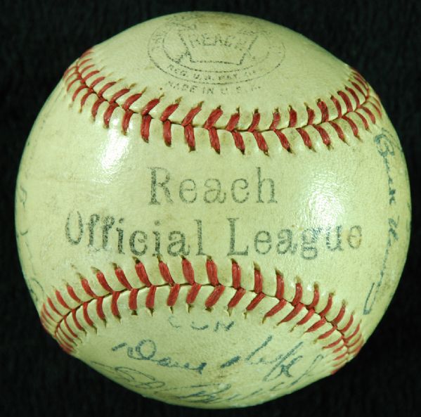 1944 Philadelphia A's Team-Signed Baseball (23 Signatures) with Connie Mack