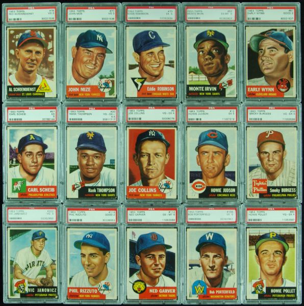 1953 Topps Baseball PSA-Graded lot of 15