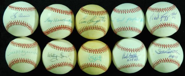 Hall of Famer Single-Signed Baseballs (10) with Berra, Ford