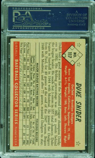 1953 Bowman Color Duke Snider No. 117 PSA 4 (MK)