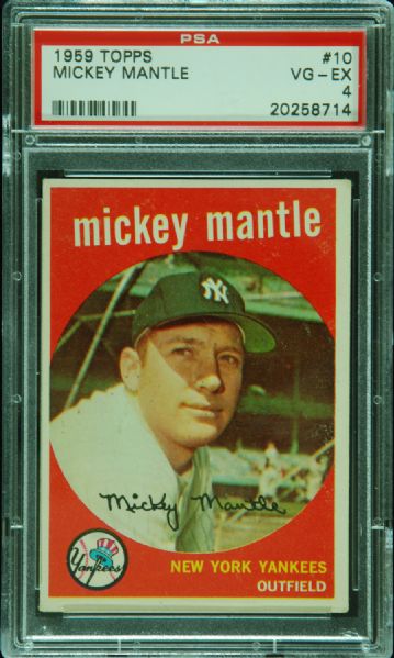 1959 Topps Mickey Mantle No. 10 PSA 4