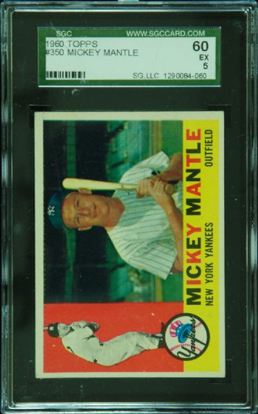 1960 Topps Mickey Mantle No. 350 SGC 5 (EX)