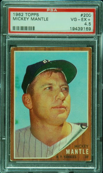 1962 Topps Mickey Mantle No. 200 PSA 4.5