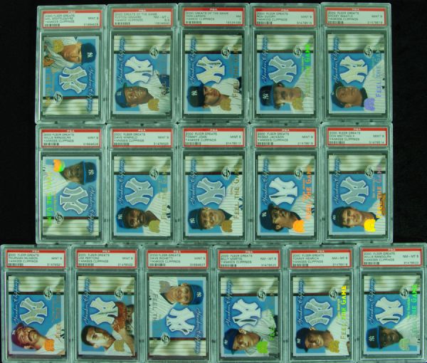 2000 Fleer Greats Yankee Clippings PSA-Graded Complete Set (16) with Munson & Mantle - No. 1 in PSA/DNA Set Registry