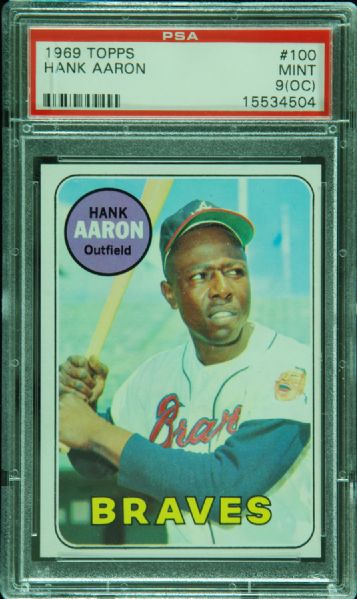 1969 Topps Hank Aaron No. 100 PSA 9 (OC)