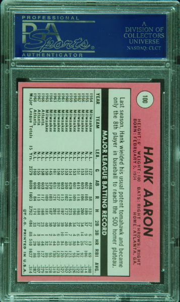 1969 Topps Hank Aaron No. 100 PSA 9 (OC)