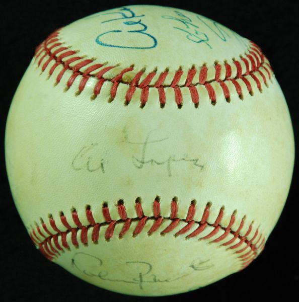 HOFers Multi-Signed Baseball (9 Signatures) with Ted Williams, Kaline, Gehringer, Musial (PSA/DNA)