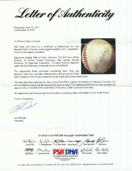 Multi-Signed Baseball Greats Signed Baseball (18 Signatures)