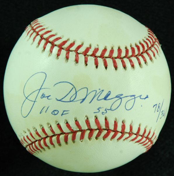 Joe DiMaggio Single-Signed OAL Baseball HOF 55 78/361 (Yankee Clipper)