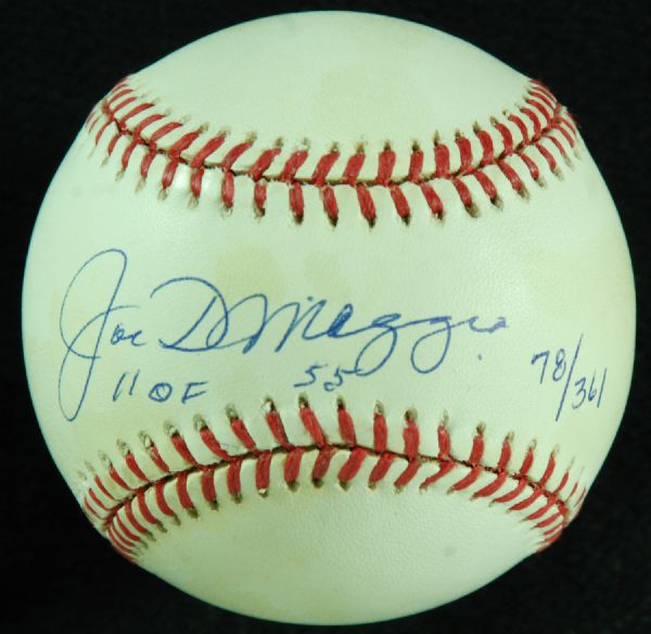 Joe DiMaggio Single-Signed OAL Baseball HOF 55 78/361 (Yankee Clipper)