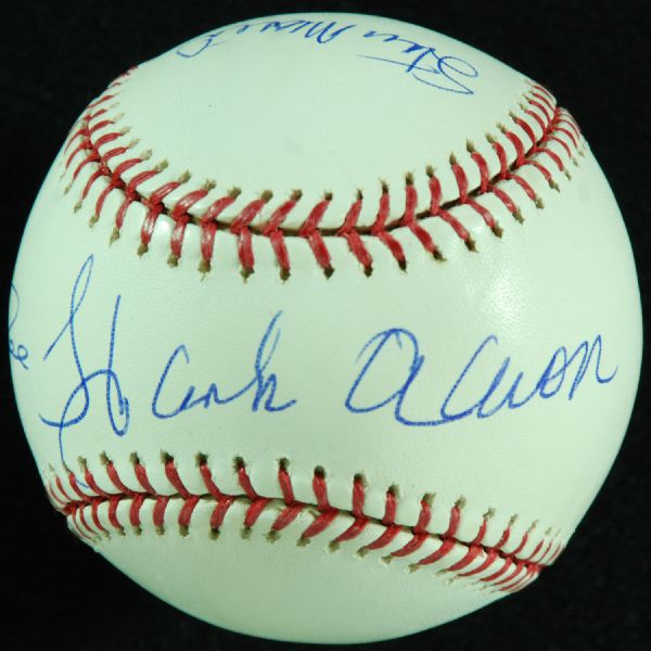 Hank Aaron, Pete Rose, Stan Musial & Reggie Jackson Signed Baseball (Steiner)