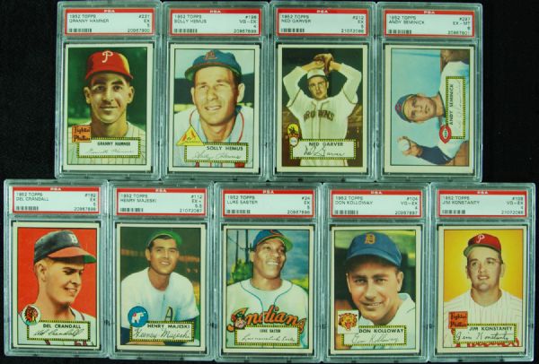 1952 Topps Stars and Commons High-Grade Slabbed Lot (9)