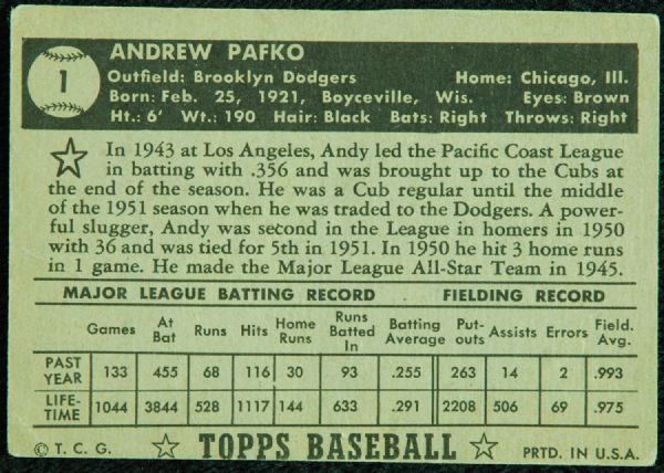 1952 Topps Baseball Low-Number Near-Set (309) 