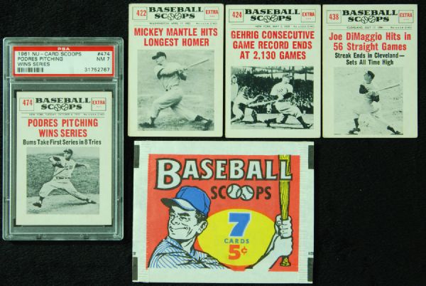 1961 Nu-Card Scoops Complete Set Plus Wrapper (81)