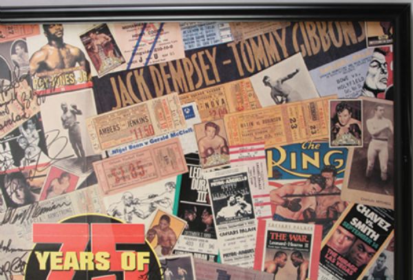 Boxing HOFers '75 Years of The Ring' Signed Display (30 Signatures) with Basilio, Griffin, Fullmer, Spinks, Gavilan, etc. (JSA)