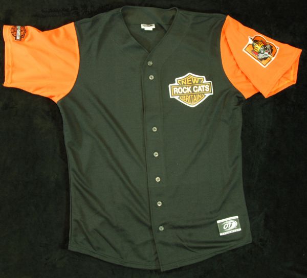 Joe Mauer 2003 Signed Game-Used New Britain Rock Cats Harley Davidson Jersey with All-Star Game Signed Ticket