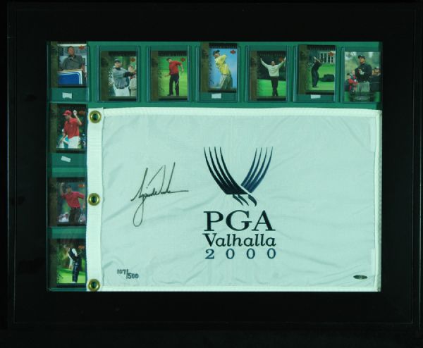 Tiger Woods Signed 2000 PGA Championship Flag Framed Display (UDA)