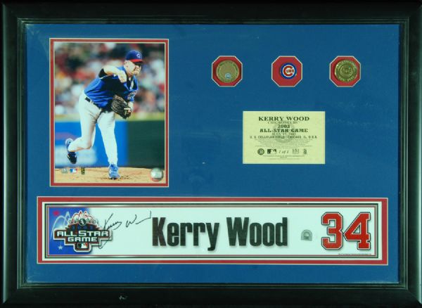 Kerry Wood Signed 2003 All-Star Locker Nameplate Framed Display