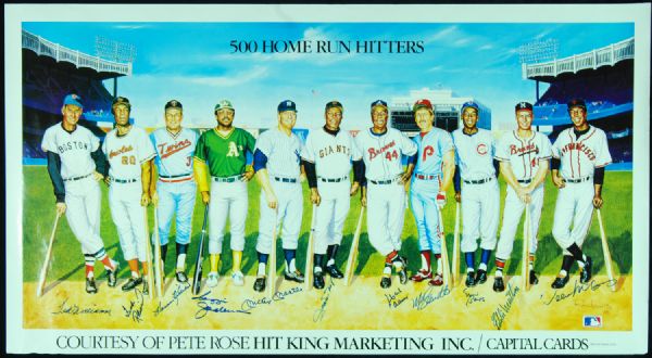 500 Home Run Club Multi-Signed Poster (11 Signatures) (PSA/DNA)