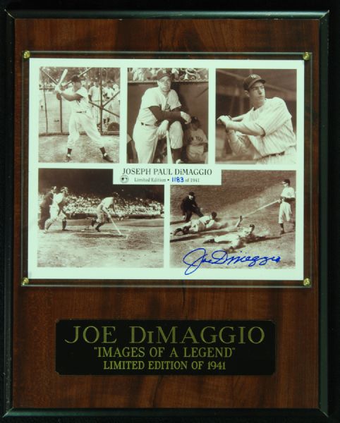 Joe DiMaggio Signed 10x8 Photo Plaque