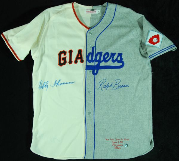 Bobby Thomson & Ralph Branca Signed Giants/Dodgers Jersey