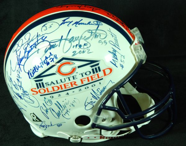 Chicago Bears Greats Signed Salute to Soldier Field Helmet (32 Signatures)