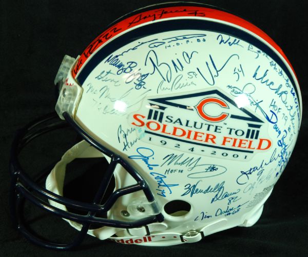 Chicago Bears Greats Signed Salute to Soldier Field Helmet (32 Signatures)