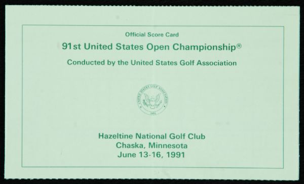 Davis Love III & Nick Faldo Signed 1991 US Open Scorecard