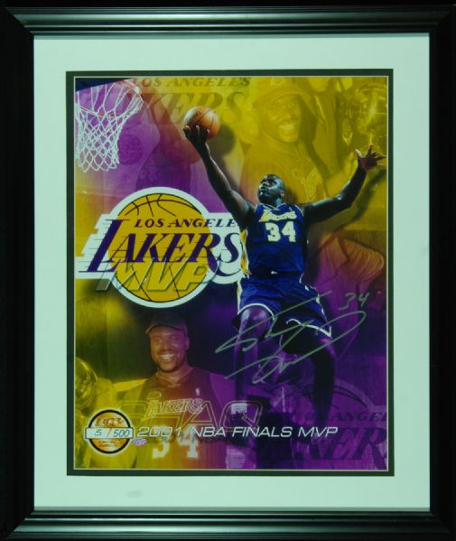 Shaquille O'Neal Signed 16x20 Framed 2001 NBA Finals Photo (5/500)