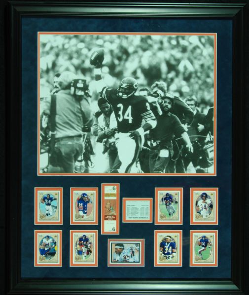 Walter Payton Signed Framed Display with Rushing Record Ticket (1984)