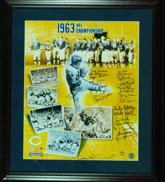 1963 Chicago Bears NFL Championship Team-Signed 20x24 Framed Photo (24 Signatures)