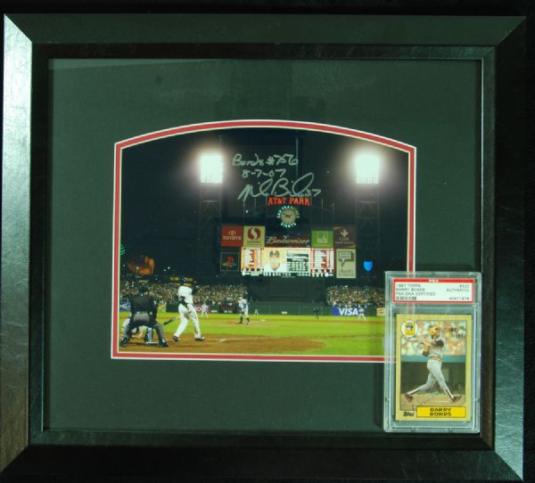 Barry Bonds Signed Topps RC & Mike Bacsik Signed 756th Home Run Display