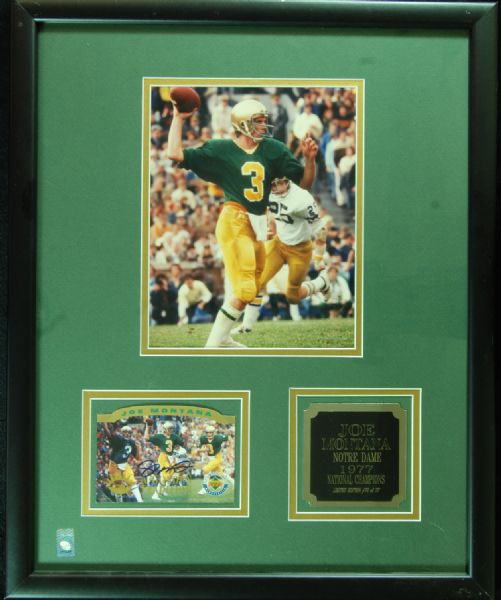 Joe Montana Signed Notre Dame UDA Card Display