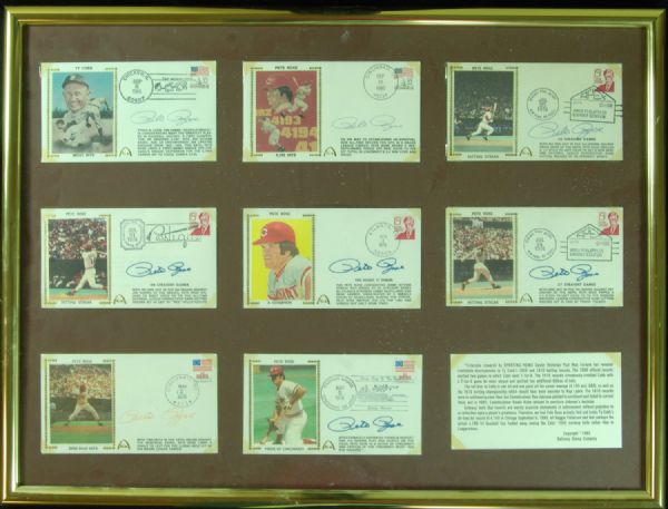 Signed First Day Covers Display (26) with Nolan Ryan, Rose, Schmidt