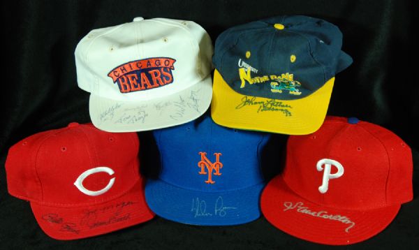 Signed Cap Collection (5) with Big Red Machine, Nolan Ryan