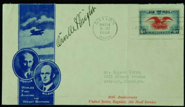 Orville Wright Signed First Day Cover (PSA/DNA)