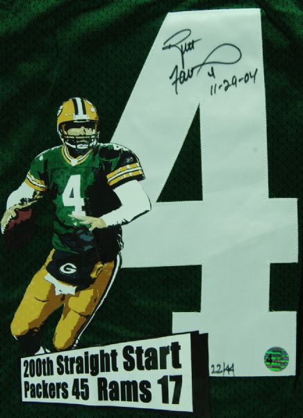 Brett Favre Signed 200th Straight Start Jersey (22/44) (PSA/DNA)