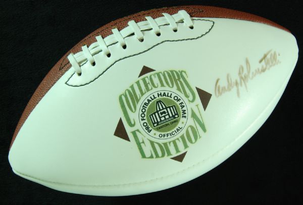 Andy Robustelli Signed HOF Logo Football (PSA/DNA)