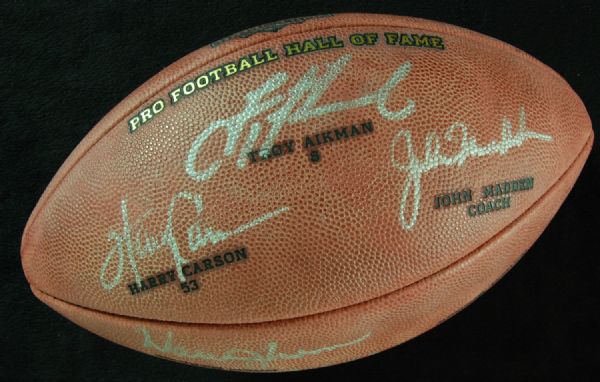 Class of 2006 HOF Signed Football (Aikman, Moon, Carson, Madden, Wright)