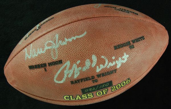 Class of 2006 HOF Signed Football (Aikman, Moon, Carson, Madden, Wright)