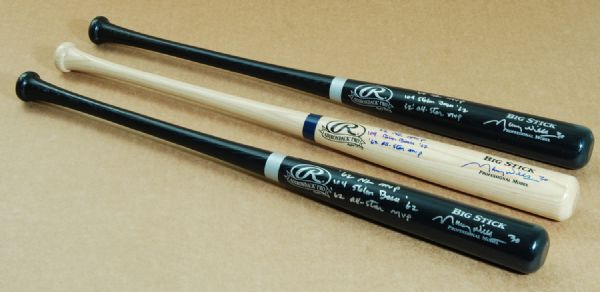 Maury Wills Signed Rawlings Bat Trio (3) with Inscriptions